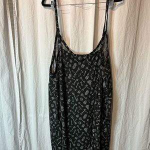 Black Sleeveless Dress with Key Print